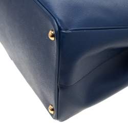 Pre Owned Prada Blue Saffiano Lux Leather Large Gardener's Tote