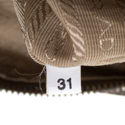 Pre Owned Prada Beige/Brown Canvas and Leather Push Lock Satchel