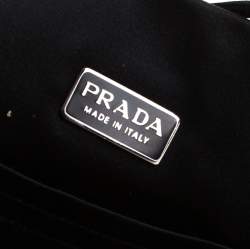 Pre Owned Prada Black Satin and Fur Trim Tote