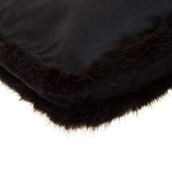 Pre Owned Prada Black Satin and Fur Trim Tote