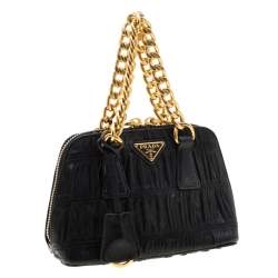Pre Owned Prada Black Gaufre Leather Mini Promenade Crossbody Bag
