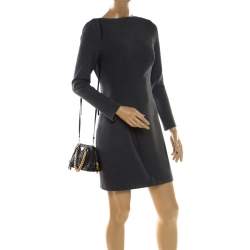 Pre Owned Prada Black Gaufre Leather Mini Promenade Crossbody Bag