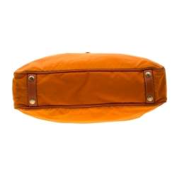 Prada Orange Nylon and Leather Lasercut Logo Tote 