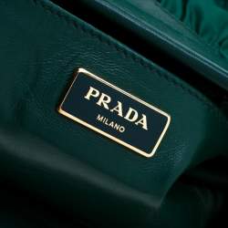 Pre Owned Prada Green Nylon and Leather Gaufre Tessuto Tote