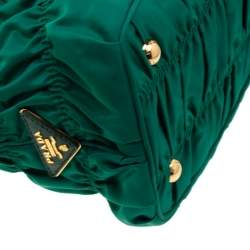 Pre Owned Prada Green Nylon and Leather Gaufre Tessuto Tote