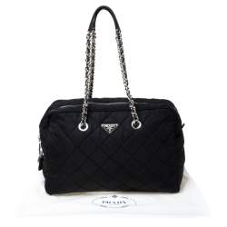 Pre Owned Prada Black Quilted Nylon Shoulder Bag