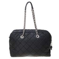 Pre Owned Prada Black Quilted Nylon Shoulder Bag