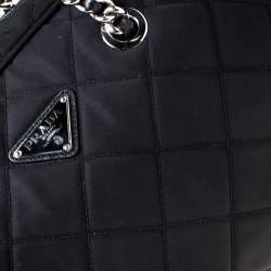 Pre Owned Prada Black Quilted Nylon Shoulder Bag