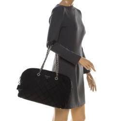 Pre Owned Prada Black Quilted Nylon Shoulder Bag