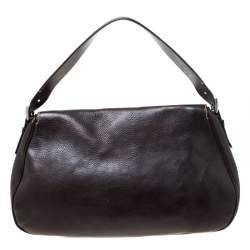 Pre Owned Prada Dark Brown Leather Shoulder Bag