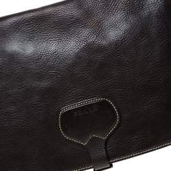 Pre Owned Prada Dark Brown Leather Shoulder Bag