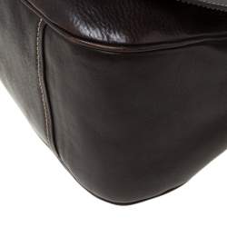 Pre Owned Prada Dark Brown Leather Shoulder Bag