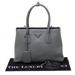 Pre Owned Prada Grey Saffiano Leather Twin Tote