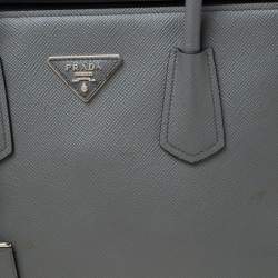 Prada Grey Saffiano Leather Twin Tote