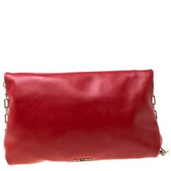 Pre Owned Prada Red Leather Folded Crossbody Bag
