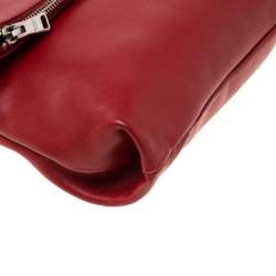 Pre Owned Prada Red Leather Folded Crossbody Bag