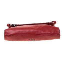 Pre Owned Prada Red Leather Folded Crossbody Bag