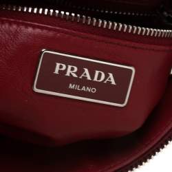 Pre Owned Prada Red Leather Folded Crossbody Bag