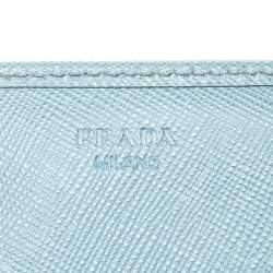 Pre Owned Prada Light Blue Saffiano Metal Leather Continental Flap Wallet