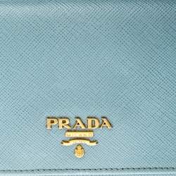 Pre Owned Prada Light Blue Saffiano Metal Leather Continental Flap Wallet