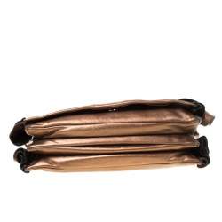 Pre Owned Prada Brown Metallic Leather Ruffle Shoulder Bag