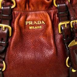 Pre Owned Prada Copper Leather Vitello Daino Hobo