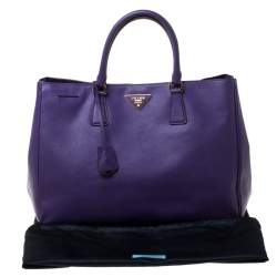 Pre Owned Prada Purple Saffiano Leather Medium Lux Tote