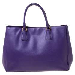 Pre Owned Prada Purple Saffiano Leather Medium Lux Tote