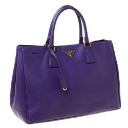 Pre Owned Prada Purple Saffiano Leather Medium Lux Tote