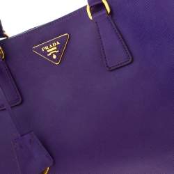 Pre Owned Prada Purple Saffiano Leather Medium Lux Tote