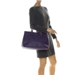 Pre Owned Prada Purple Saffiano Leather Medium Lux Tote