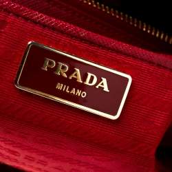 Pre Owned Prada Red Saffiano Lux Leather Large Double Zip Tote