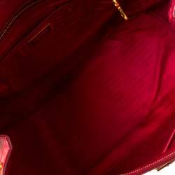 Pre Owned Prada Red Saffiano Lux Leather Large Double Zip Tote