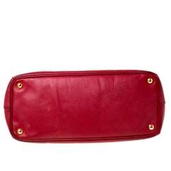 Pre Owned Prada Red Saffiano Lux Leather Large Double Zip Tote