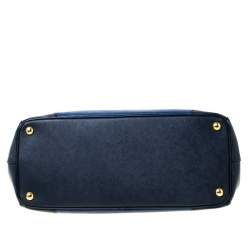 Pre Owned Prada Blue Two-Tone Saffiano Lux Leather Large Double Zip Tote