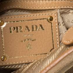 Pre Owned Prada Beige/Brown Logo Jacquard Fabric and Canvas Crossbody Bag