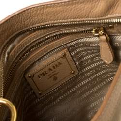 Pre Owned Prada Beige/Brown Logo Jacquard Fabric and Canvas Crossbody Bag