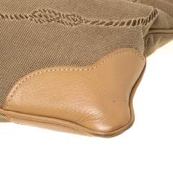 Pre Owned Prada Beige/Brown Logo Jacquard Fabric and Canvas Crossbody Bag