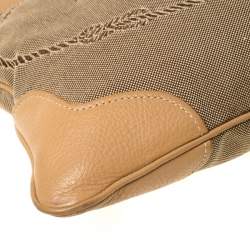 Pre Owned Prada Beige/Brown Logo Jacquard Fabric and Canvas Crossbody Bag