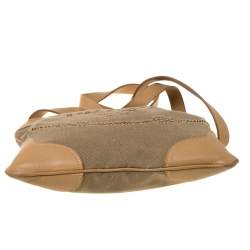 Pre Owned Prada Beige/Brown Logo Jacquard Fabric and Canvas Crossbody Bag