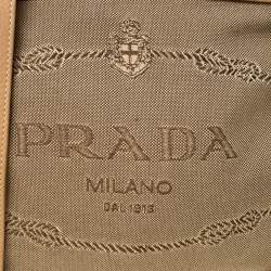 Pre Owned Prada Beige/Brown Logo Jacquard Fabric and Canvas Crossbody Bag
