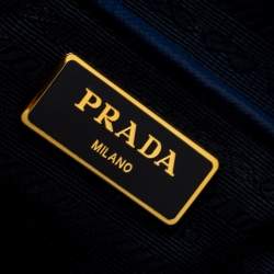 Pre Owned Prada Blue Saffiano Lux Leather Large Double Zip Tote