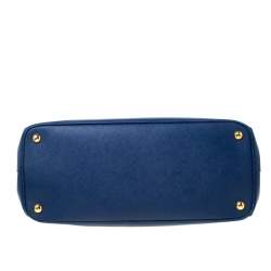 Pre Owned Prada Blue Saffiano Lux Leather Large Double Zip Tote