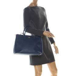 Pre Owned Prada Blue Saffiano Lux Leather Large Double Zip Tote