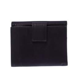 Pre Owned Prada Navy Blue Nylon Flap Compact Wallet