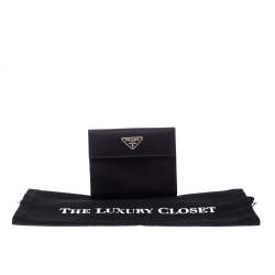 Pre Owned Prada Navy Blue Nylon Flap Compact Wallet