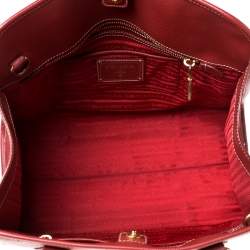 Pre Owned Prada Red Saffiano Leather Satchel