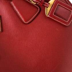 Pre Owned Prada Red Saffiano Leather Satchel