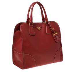 Pre Owned Prada Red Saffiano Leather Satchel