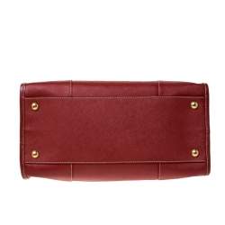 Pre Owned Prada Red Saffiano Leather Satchel